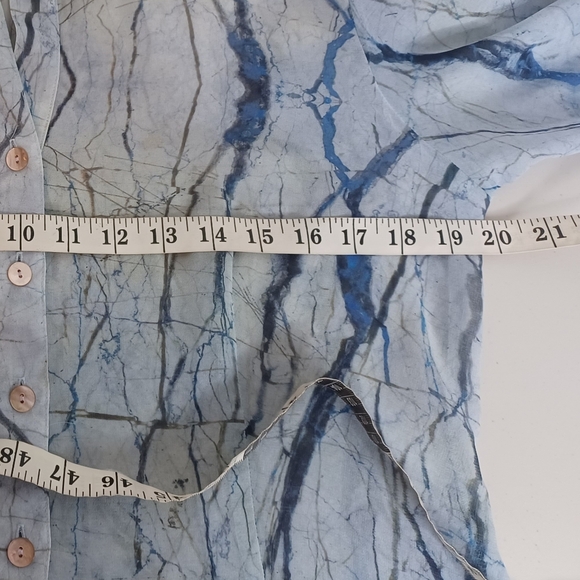 Finley Artsy Sheer Sz M Marble Artsy Button Down Front Long Sleeve Blouse - Picture 10 of 14